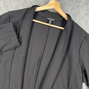 Eileen Fisher Jacket Womens XL Black Tencel Lyocell Knit Open Front Blazer